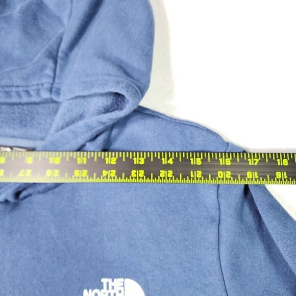 North Face Teen Girl Graphic Hoodie XXL 18 Blue Pink Cotton Poly Pocket Pullover - Picture 14 of 16